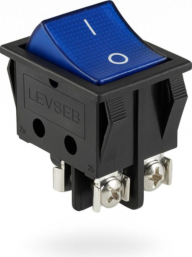Wippschalter Blau mit Schraubanschluss, 2 polig (4pin) 16A 250 beleuchtet-LED