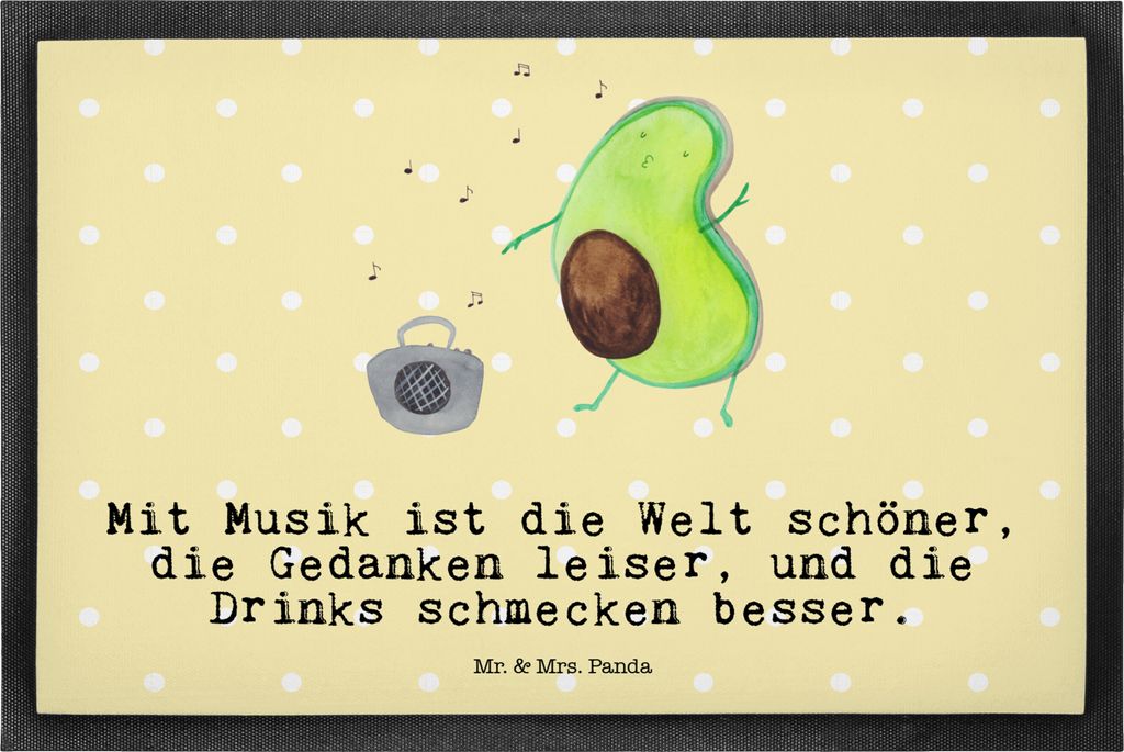 Mr. & Mrs. Panda Fußabstreifer Avocado Tanzen 50 x 75 cm - Gelb Pastell - Geschenk, Gummimatte, Drinks, Urlaub, Musik, Vorleger, Türmatte, Fussma...