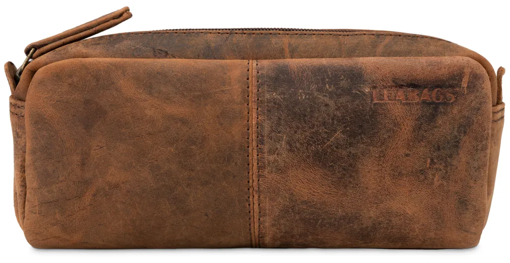 Trousse à crayons durable en cuir véritable pour ranger bureau et sac