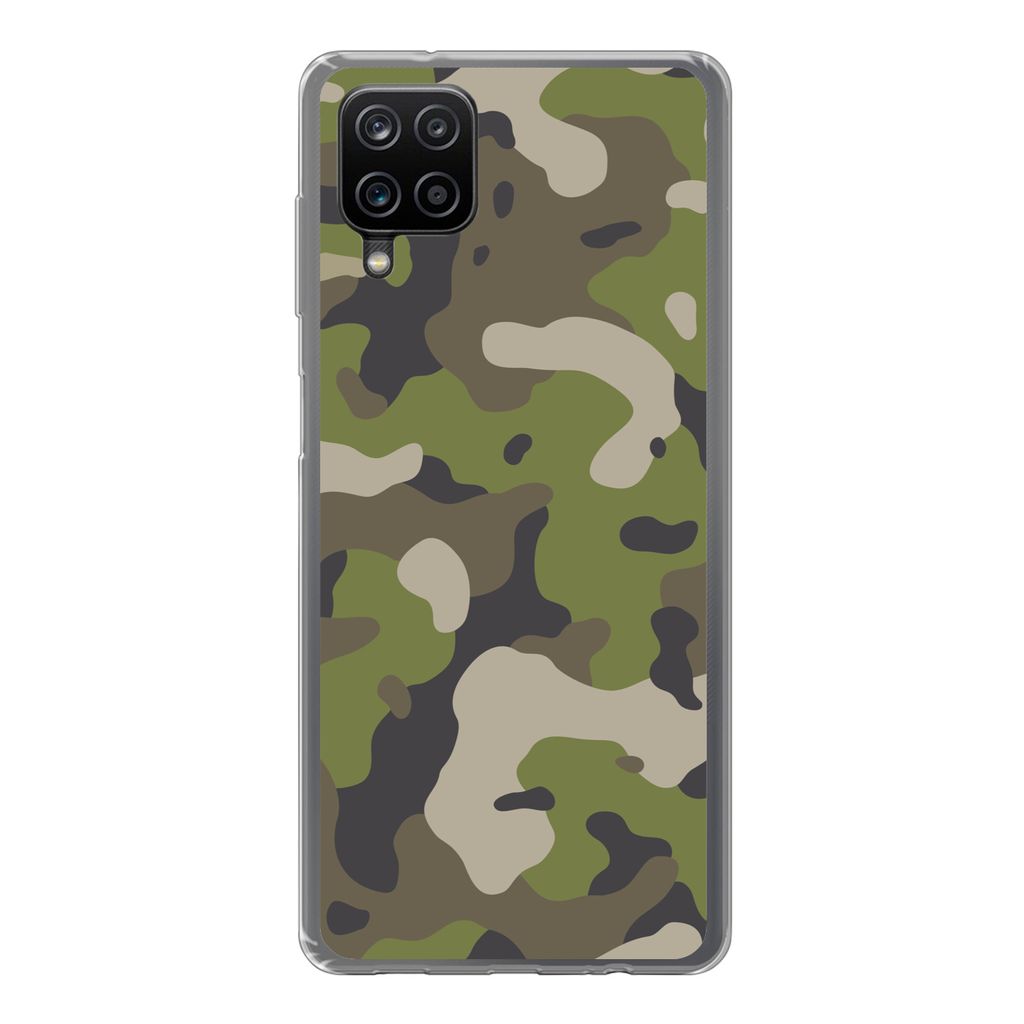 MuchoWow Handyhülle Schutzhülle Hülle für Samsung Galaxy A12 Camouflage-Muster mit militärischen Farben Silikon Softcase Handy Hülle - Bild