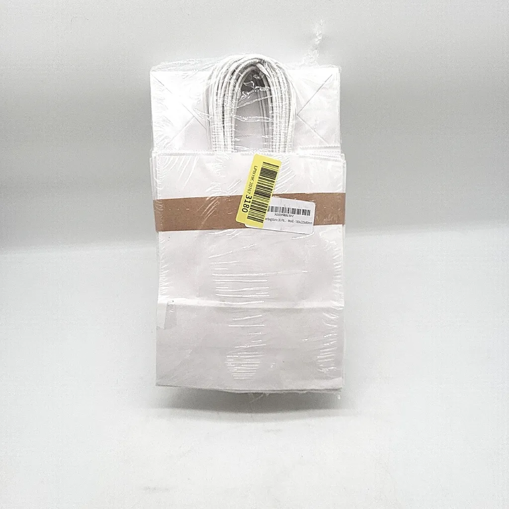 Sacs en Papier Blancs avec Poignées - Emballage Cadeau pour Fêtes x30