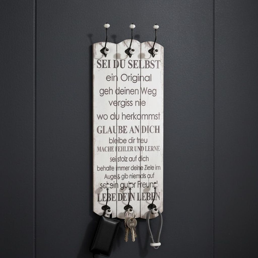 Wandgarderobe 100x40cm Sei Du Selbst 6 Kleiderhaken Produktbild 