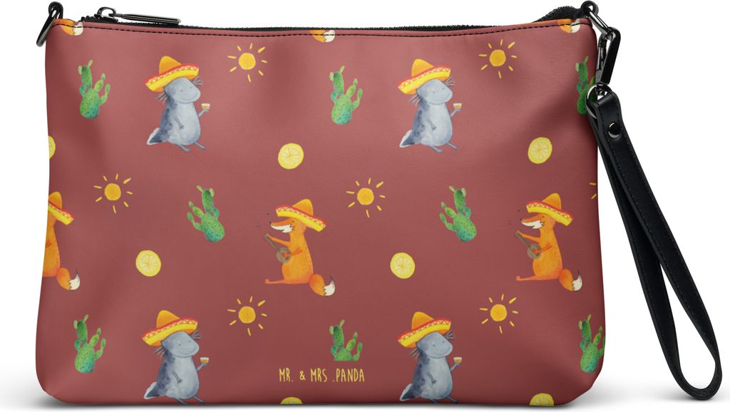 Mr. & Mrs. Panda Damentasche Axolotl Tequila - Rot - Geschenk, Damen Umhängetasche, Tasche, Abendtasche, Lurche, Mexico, Clutch, Handtasche, trink...