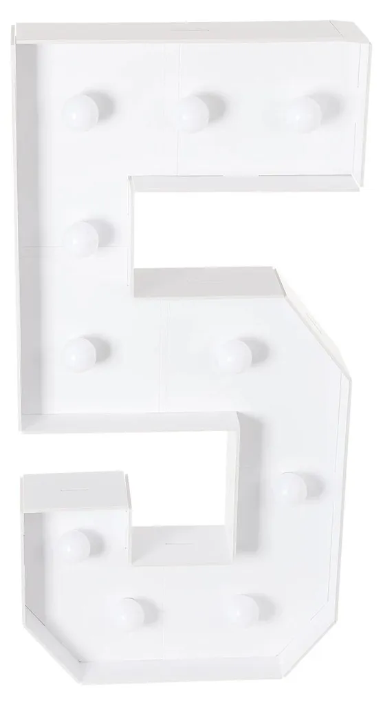 Décoration lumineuse LED : Chiffre blanc réutilisable pour événementiel