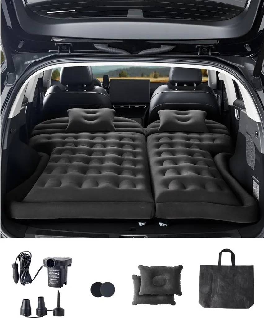 Matelas gonflable voiture SUV - Lit de camping coffre avec 2 oreillers