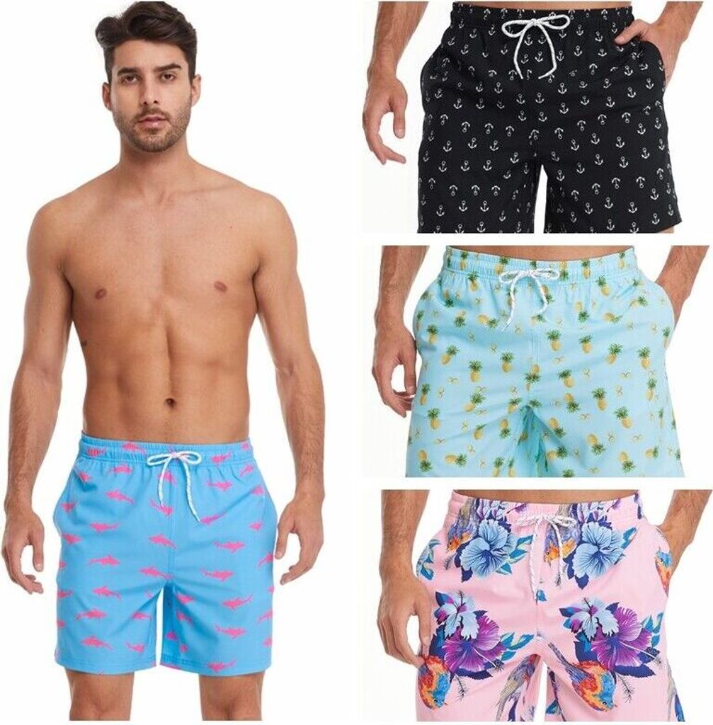 Badeshorts Herren Kordelzug Schwimmshort Kurze Hosen Jogging Training Badehose Blau S