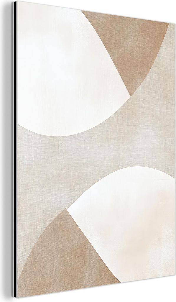 MuchoWow Wanddekoration Metall Metallbild Wandkunst 90x120 cm Braun - Japandi - Abstrakt MuchoWow Aluminium Gemälde - Industrial