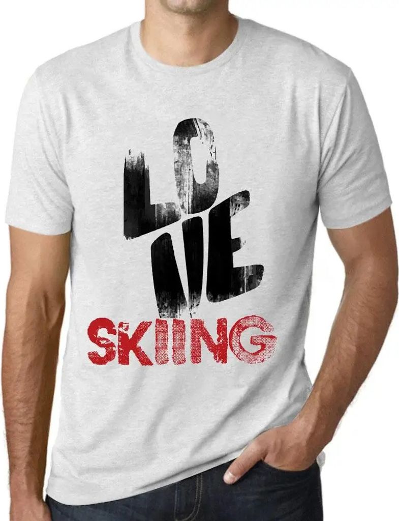 Herren Grafik T-Shirt Liebe zum Skifahren – Love Skiing – Öko-Verantwortlich Vintage Jahrgang Kurzarm Lustige Druck Geburtstag Geschenk Mann