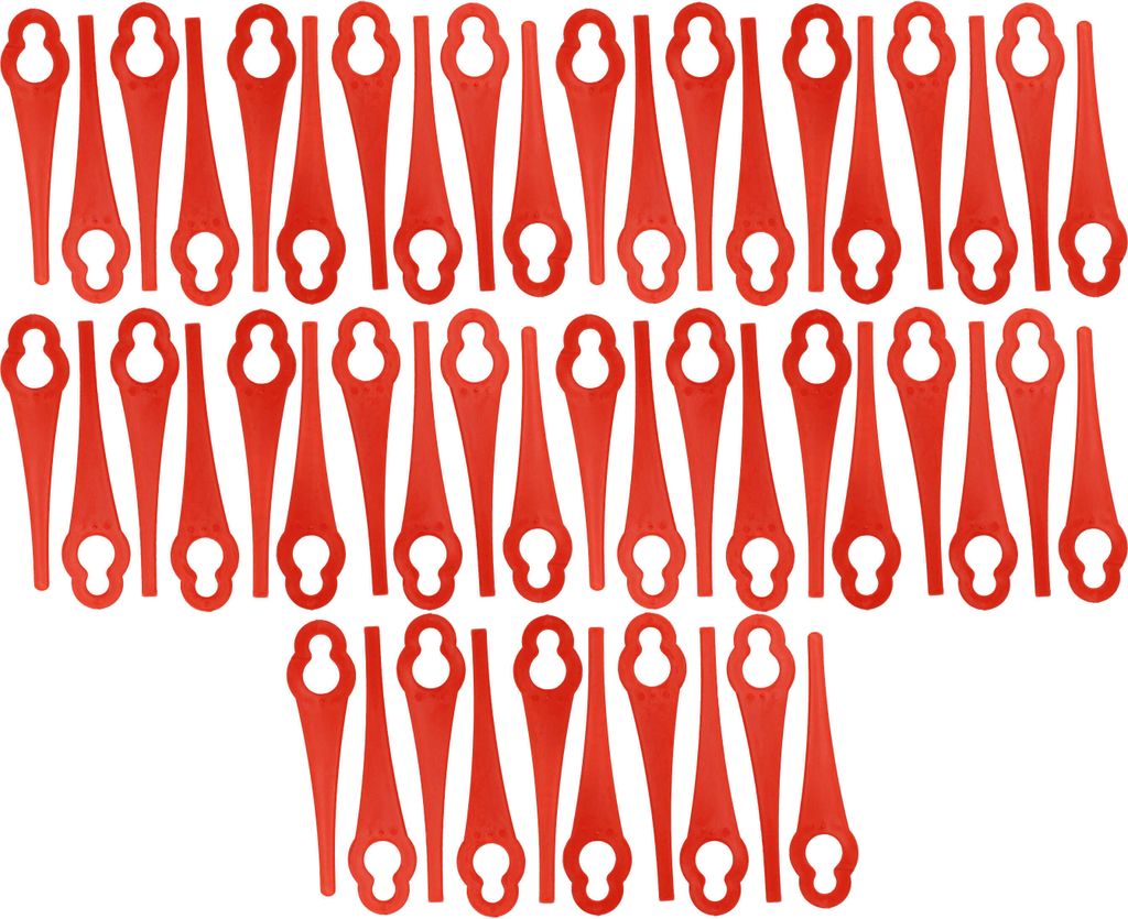 vhbw 50x Ersatz-Messer kompatibel mit Bosch ALM 28, ART 23 Accutrimm, ALM 30, ART 23 Easytrim Accu Rasentrimmer - Ersatzklinge Rot, Nylon / Kunststoff