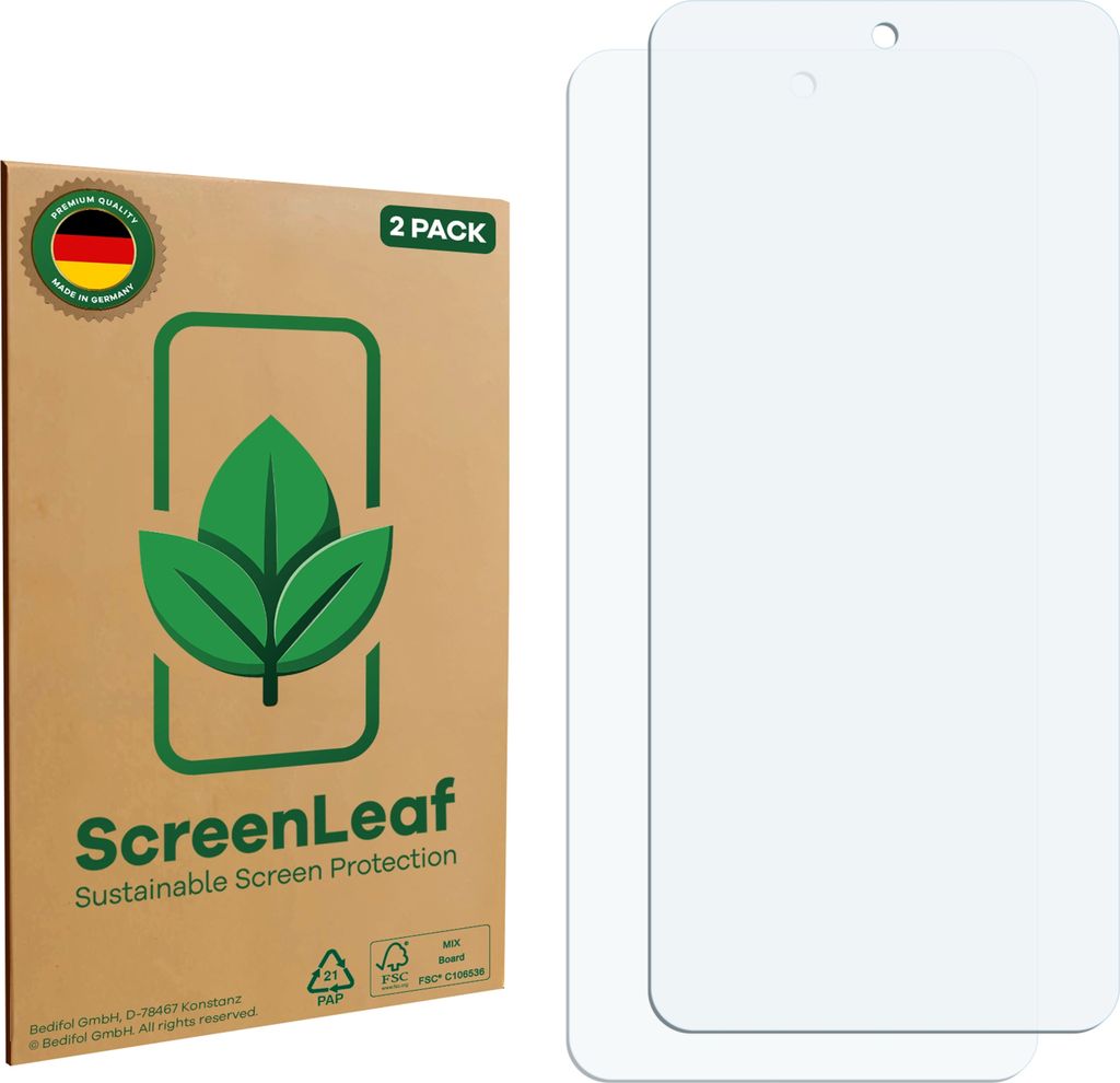 2x ScreenLeaf Schutzfolie für Vivo Y300 nachhaltiger Displayschutz Display Schutz Folie Klar Transparent
