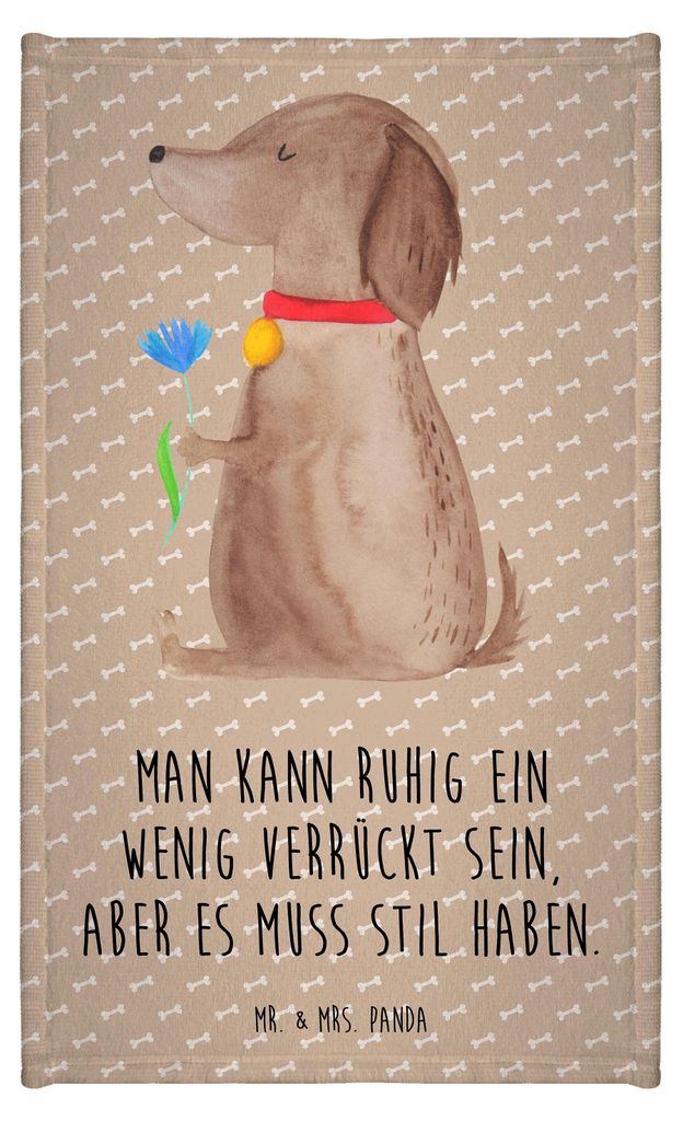Mr. & Mrs. Panda Handtuch Hund Blume - Hundeglück - Geschenk, Frotteehandtuch, Hunde, gäste wc, Haha, Gästetuch, Halsband, Kleines, Sprüche, S...