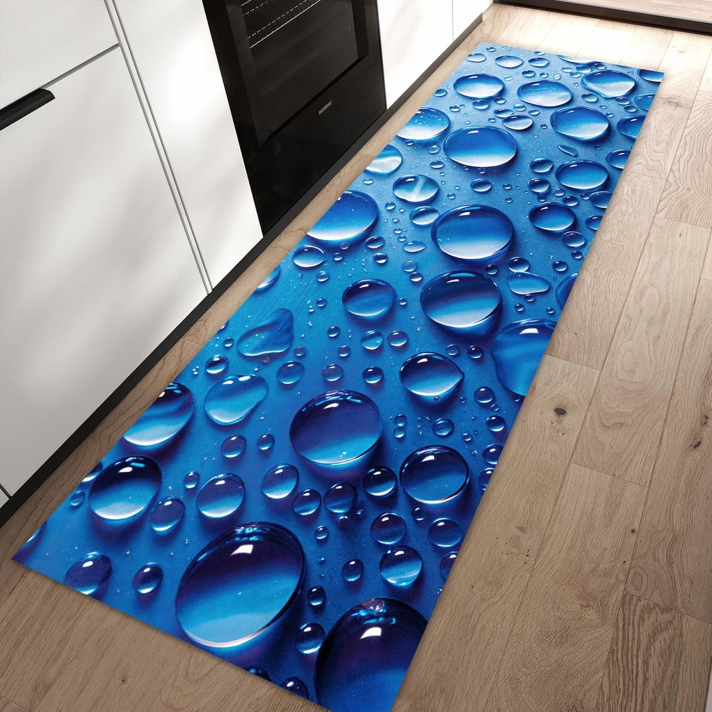 Küchenteppich 60x90cm rutschfest & abwischbar PVC Läufer - Wassertropfen