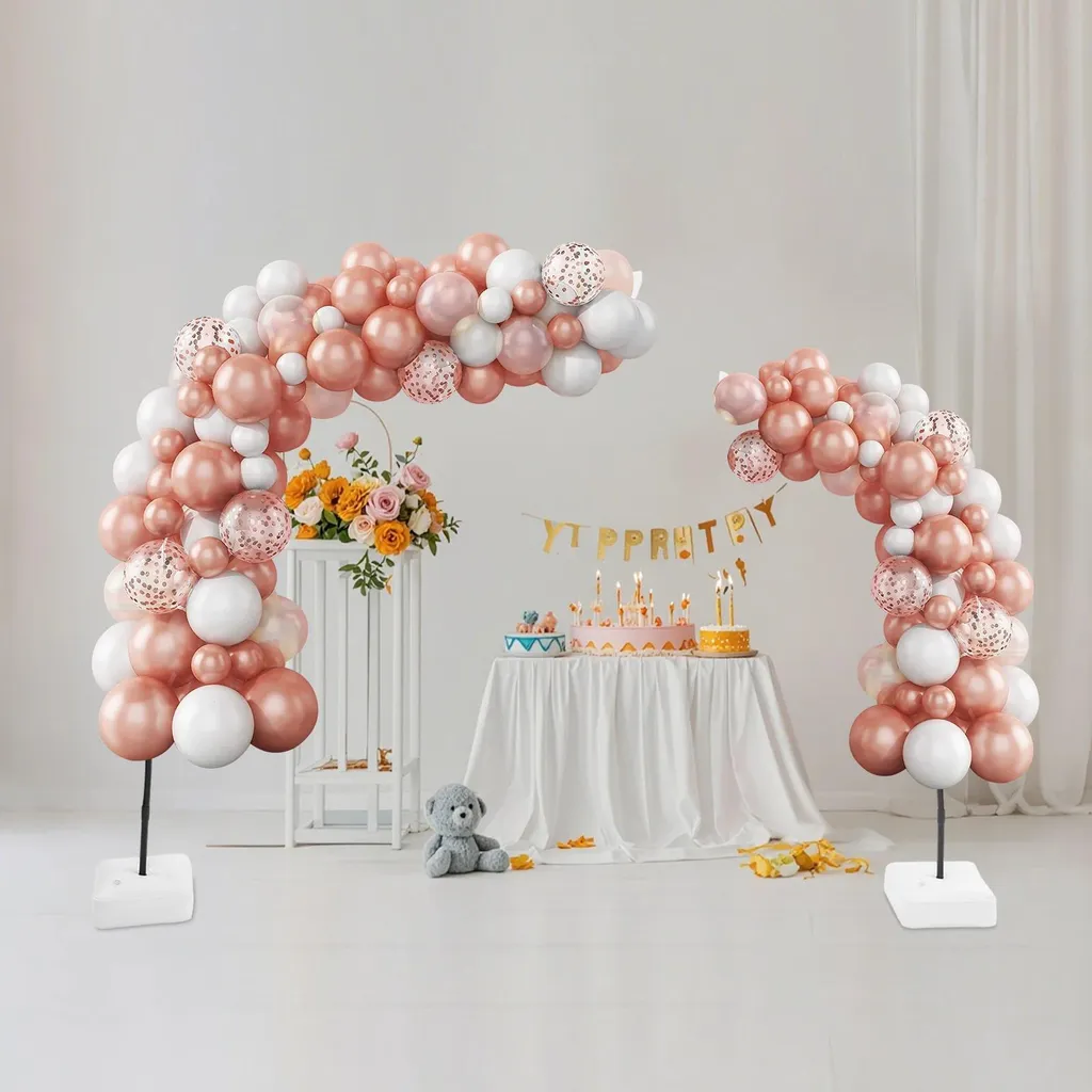 Arche à Ballons pour Mariage et Anniversaire Structure Sol Noire de 2,5m - 3