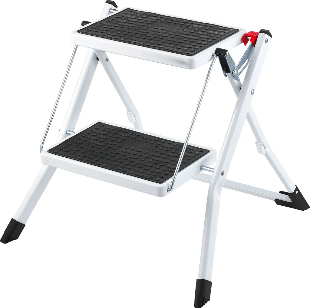 Escabeau Pliant 2 Marches en Acier Noir Tabouret de Marche Stable 150kg