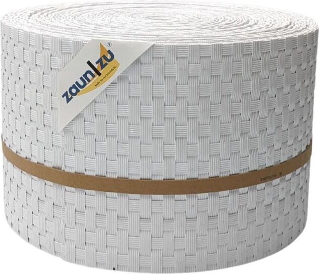 Sichtschutzstreifen zaun|zu RATTAN 26m Rolle Zaunblende für Doppelstabmattenzaun Weiß 26m