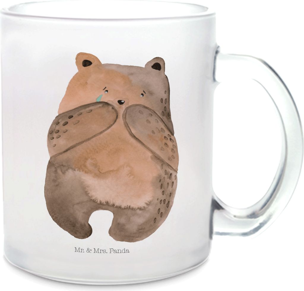 Mr. & Mrs. Panda Trinkglas Bär Verlust - Transparent - Geschenk, glastasse, Trauer Trauergeschenk Traurig Trösten Trost Liebeskummer, Tee Tasse, ...