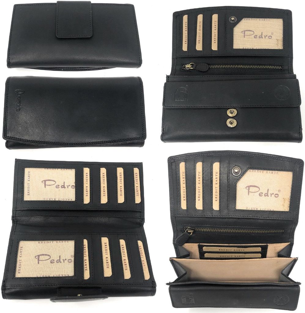 Echt Leder Geldbörse Damen Geldbeutel Luxus Büffelleder Portemonnaie Brieftasche