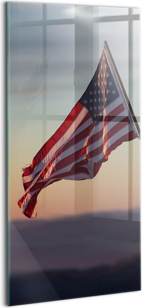 Designer Glasbild - Wandbild - Glas Bild - 50x100 cm - Fliegende Usa-Flagge
