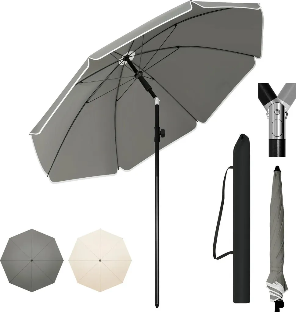 Ombrellone Inclinabile 45° da Balcone Ø 155 cm - Grigio Resistente UV
