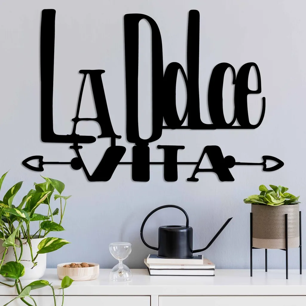 Wallity Dolce Vita 4 Decorazione Parete Metallo Nero 56x37cm Arredo