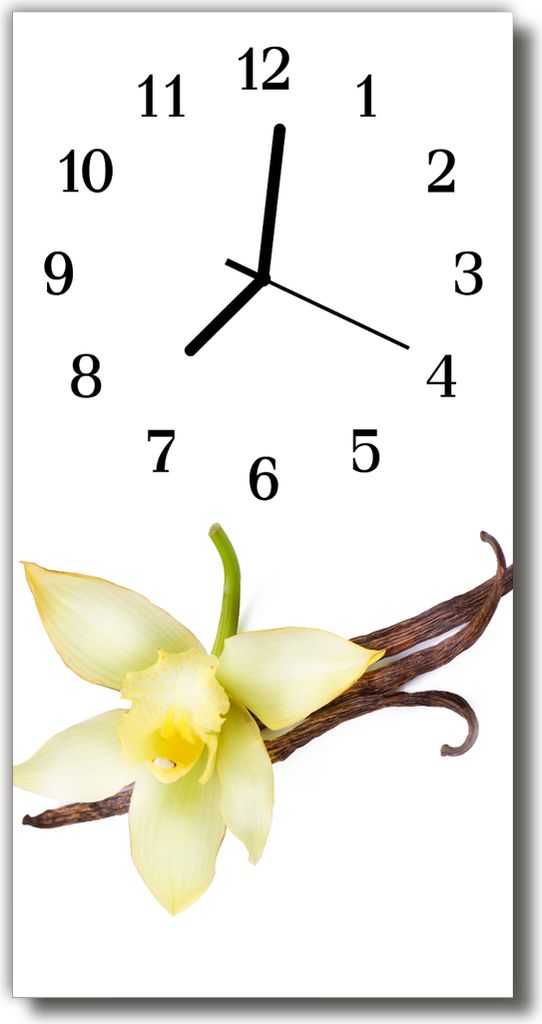 Tulup Glasuhr Wanduhr Küchenuhr Echt-Glas 30x60 Lilie Weiß