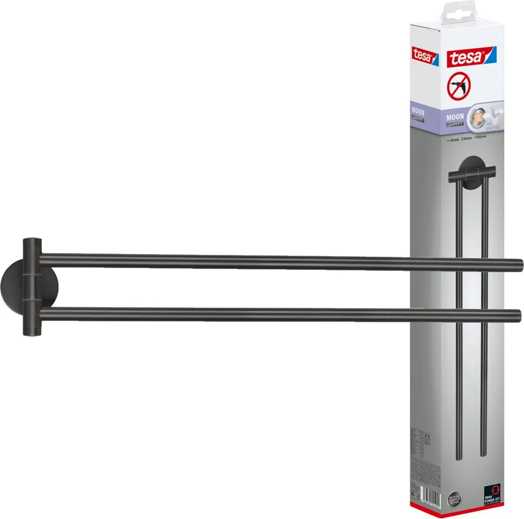 Portasciugamani tesa MOON Graphite 40592 - Doppio Braccio in Metallo PVD
