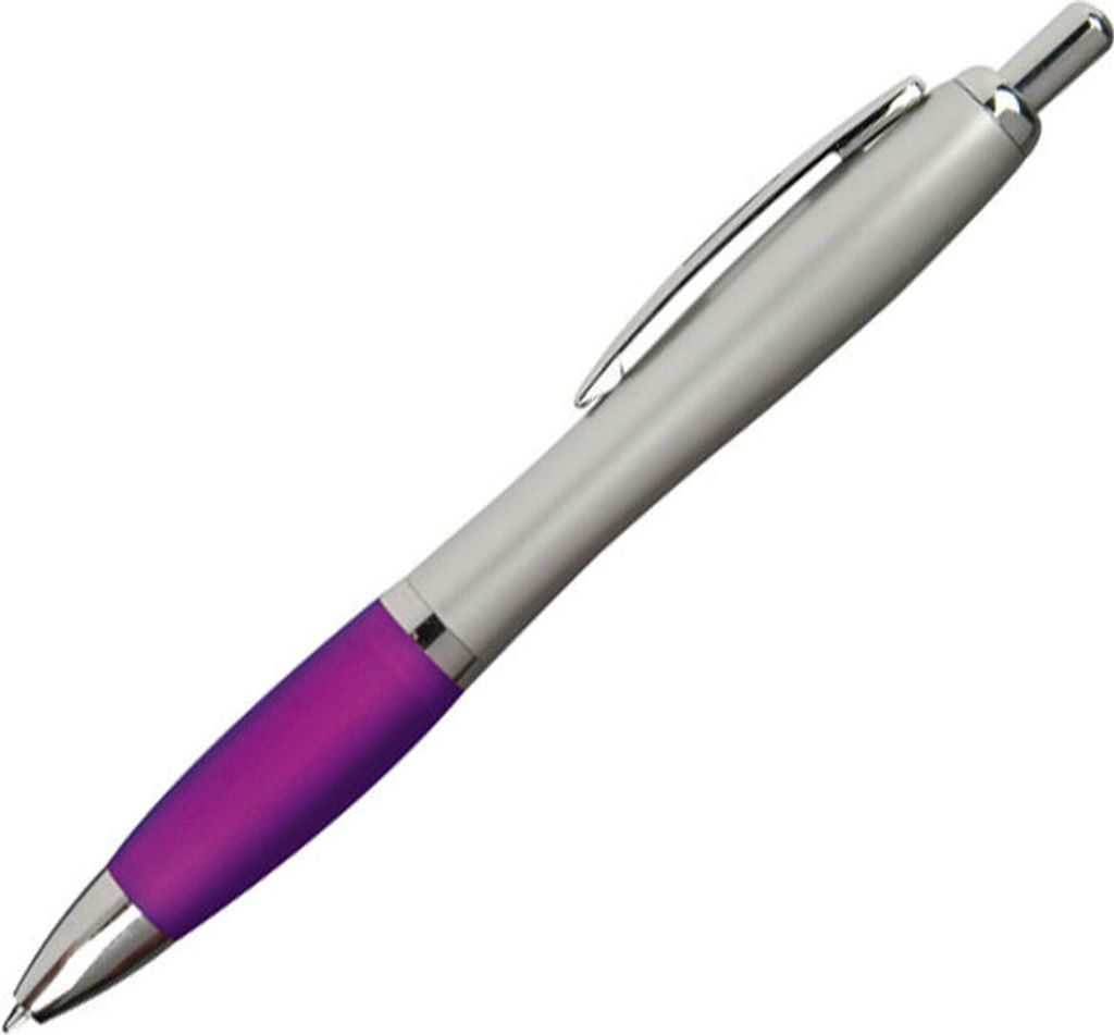 20 Kugelschreiber / mit satiniertem Gehäuse / Farbe: silber-lila