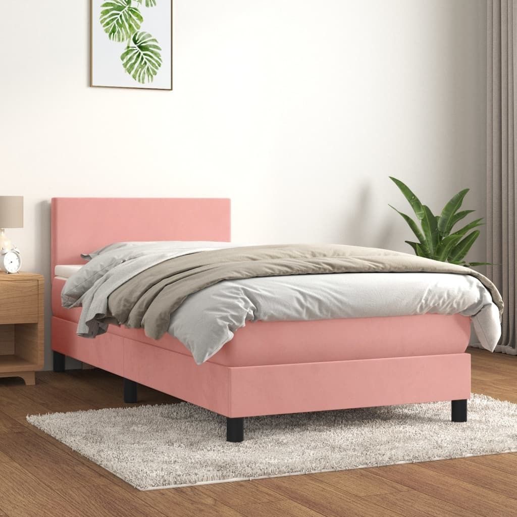 Maison Exclusive - Boxspringbett mit Matratze Rosa 100x200 cm Samt