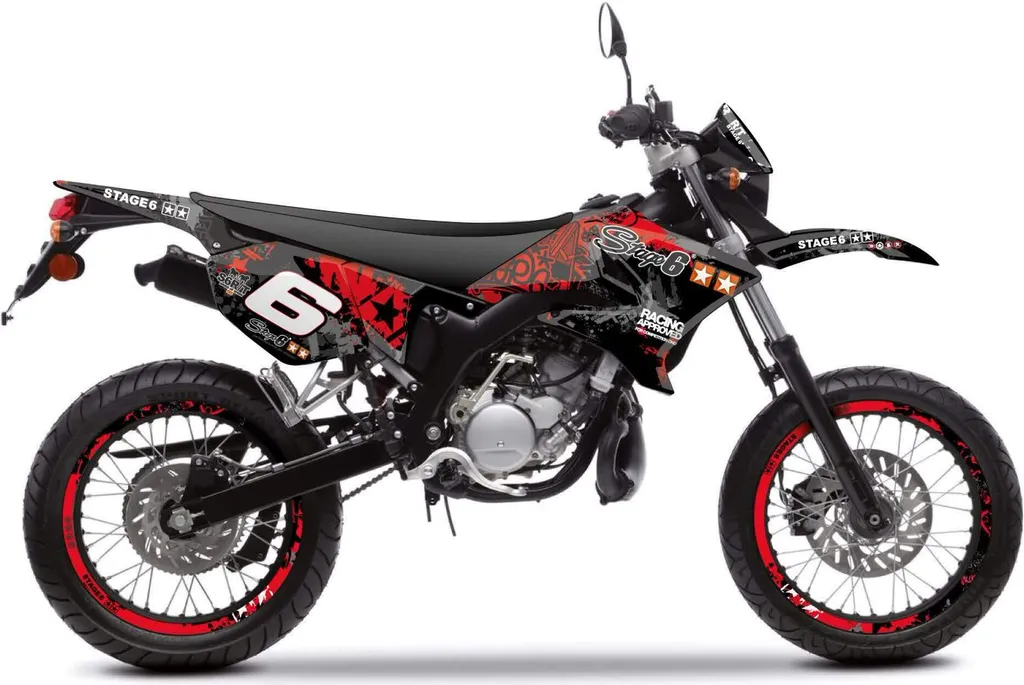 Kit graphique Stage6 rouge et noir pour moto Yamaha DT 50 de qualité