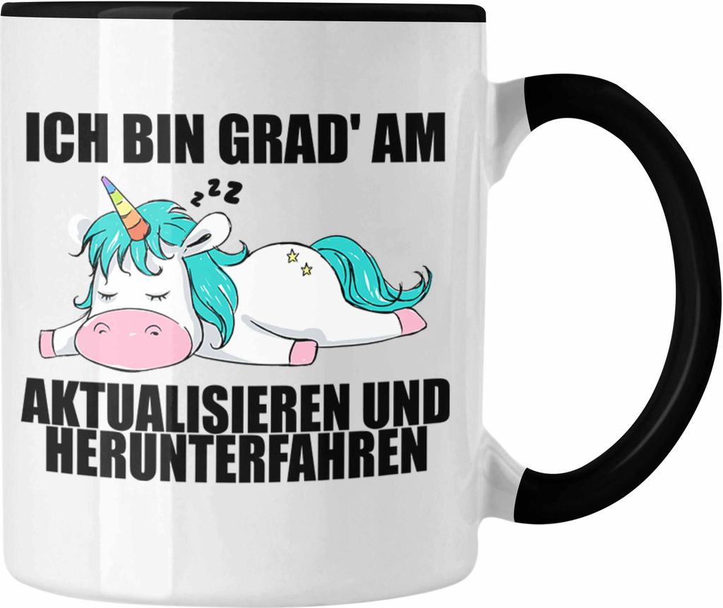 Trendation - Lustige Einhorn Spruch Mitarbeiter Geschenk Arbeitskollege Tasse Kollegin Abschiedsgeschenk (Schwarz)