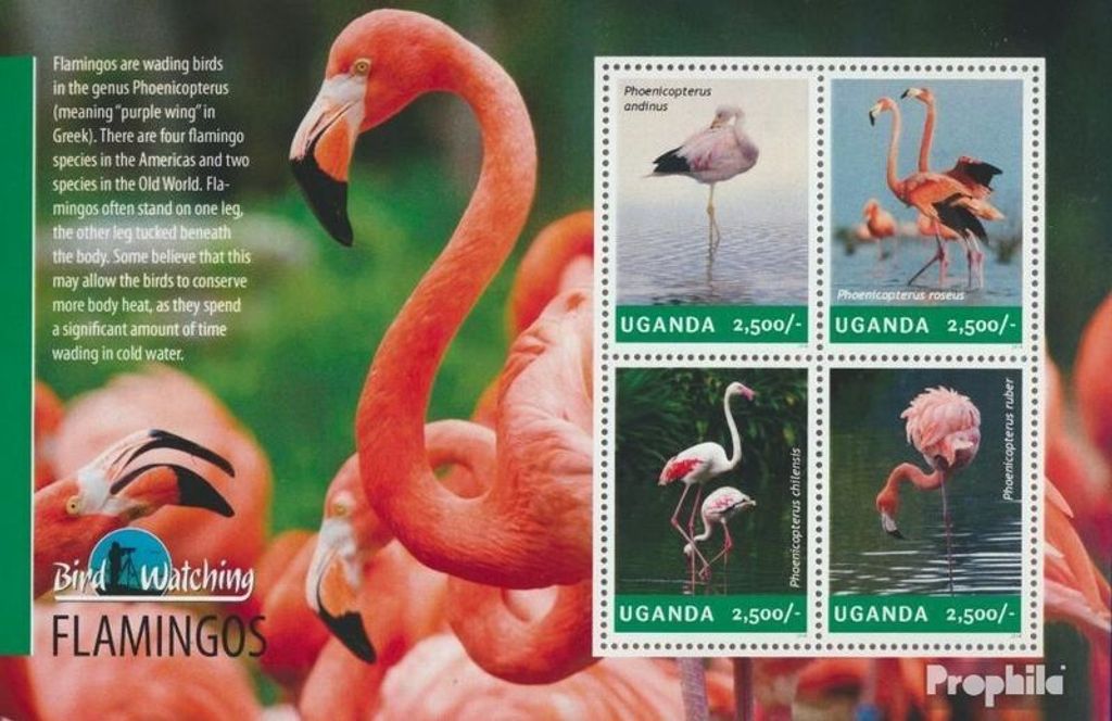 Briefmarken Uganda 2014 Mi 3240-3243 Kleinbogen (kompl.Ausg.) postfrisch Flamingos