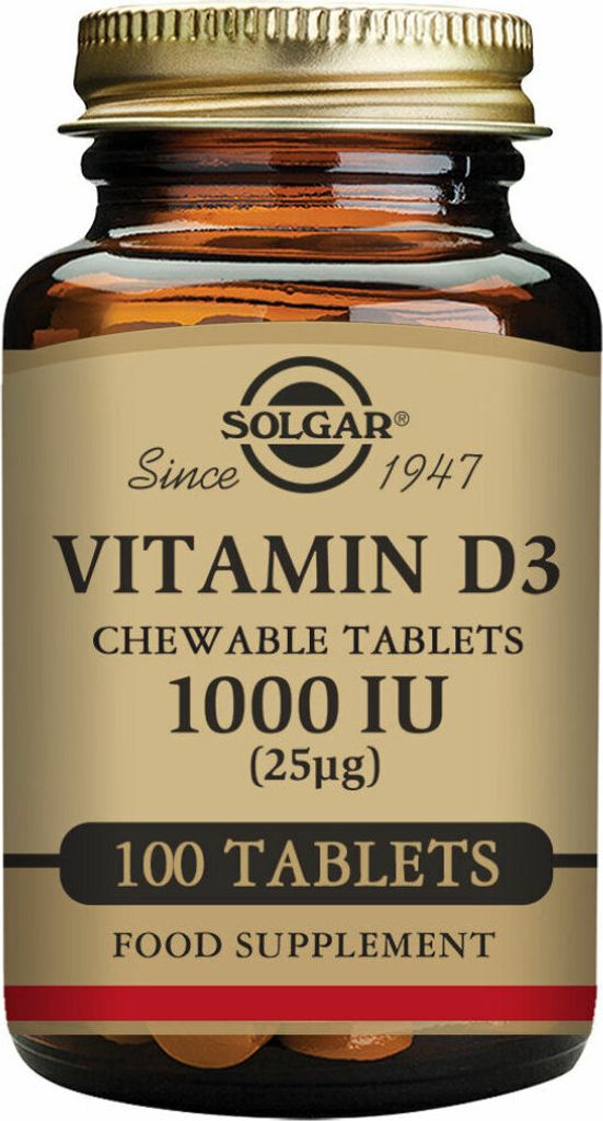 Vitamin D3 (Cholecalciferol) Solgar 1000 iu (100 Tabletten) Produktbild 