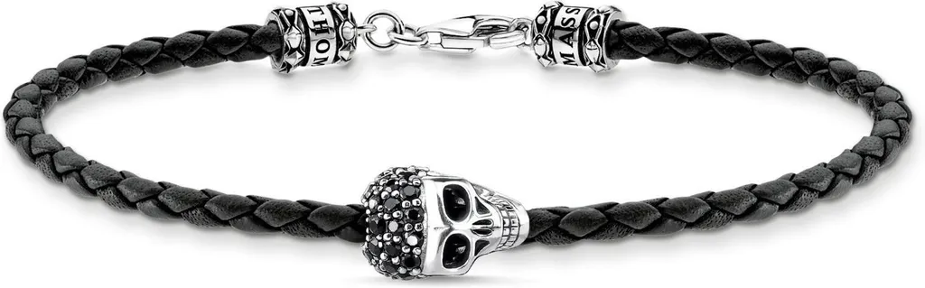 Bracelet en cuir véritable Thomas Sabo pour homme avec fermoir argent