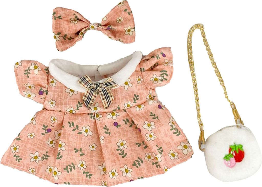 20 cm Puppe Kleidung Zubehör mit Tasche Schleife Rie Floral bedruckt süße PP Baumwolle Baby Mädchen Kleidung Kleid