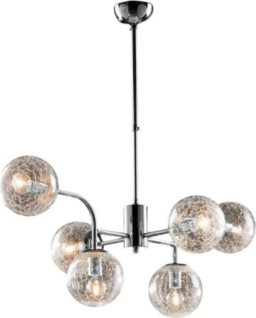 Lustre Moderne 6 Lumières Fer Chrome Poli Ikarus D.86cm BL213-6-CR CHIC