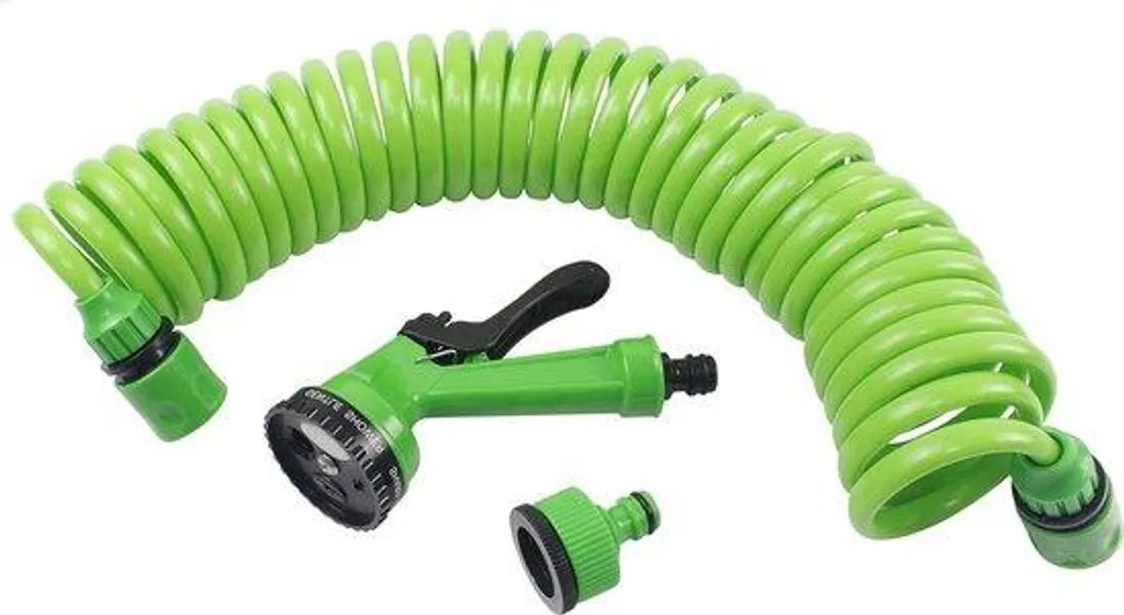 Tuyau d'arrosage spiralé 75m anti-nœud avec raccords pour extérieur
