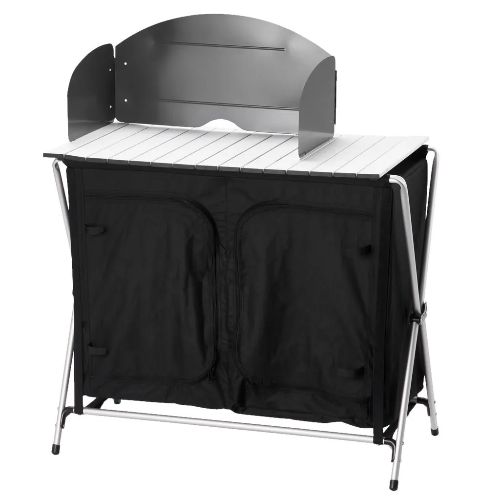 Meuble de cuisine camping pliant avec plan de travail et rangements L120