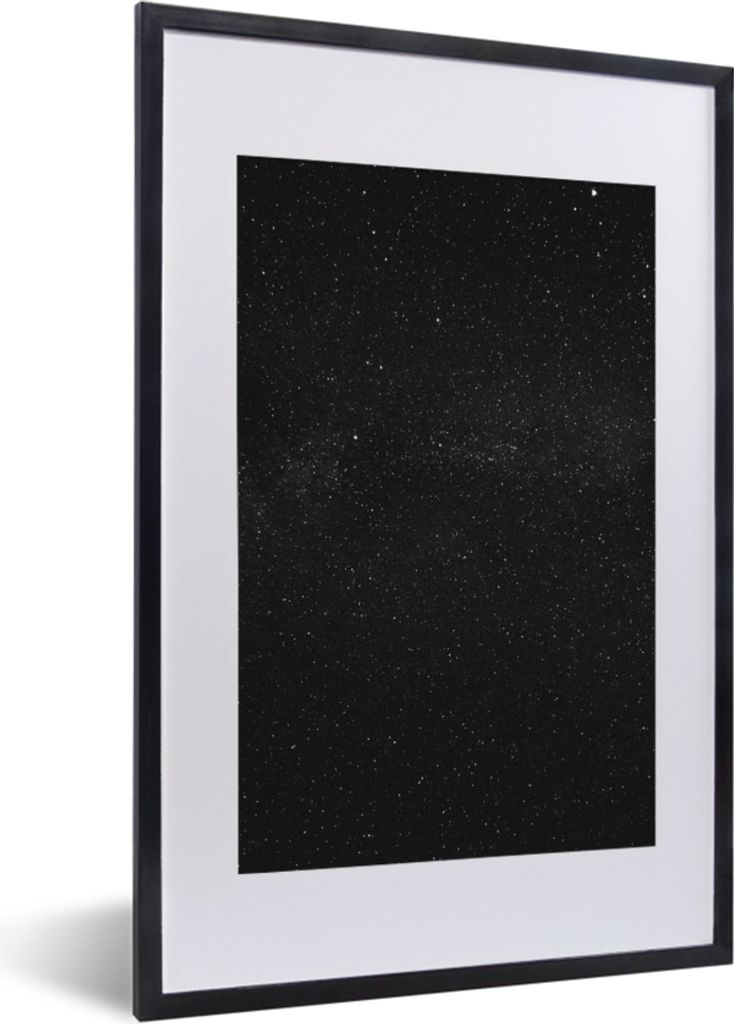 MuchoWow Gerahmtes Poster Sternenhimmel - Schwarz - Weiß - Himmel 40x60 cm - Poster mit Schwarzem Bilderrahmen Wandposter Rahmen Foto Bilder - P...