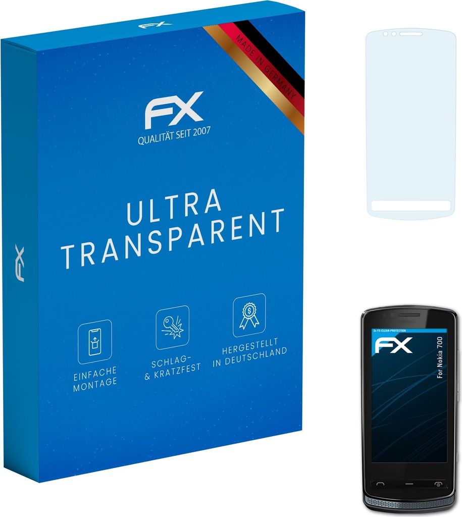 atFoliX FX-Clear 3x Schutzfolie kompatibel mit Nokia 700 Displayschutzfolie