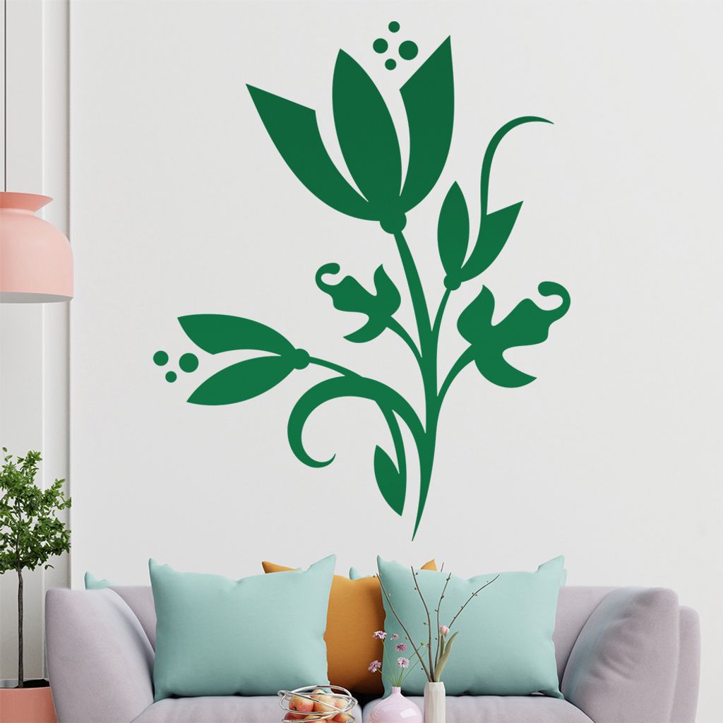 Blüte Blume Tribal Wandtattoo in 6 Größen - Wandaufkleber Wall Sticker - Dekoration, Küche, Wohnzimmer, Schlafzimmer, Badezimmer
