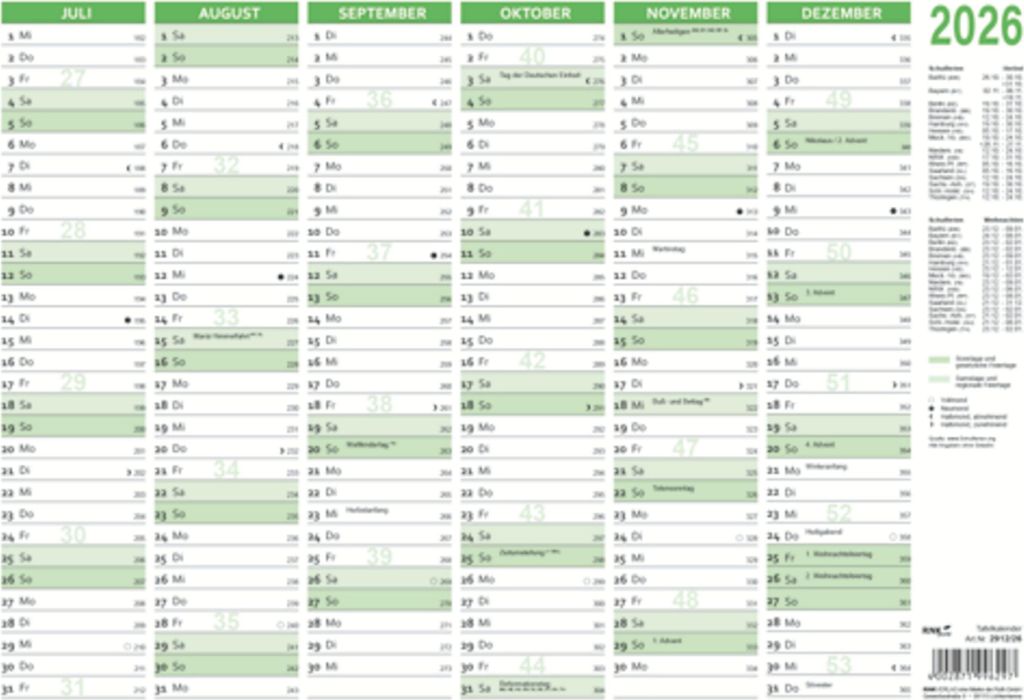 RNK Verlag 2912/26 Calendario da tavolo 2026 - A4 Immagine del prodotto 