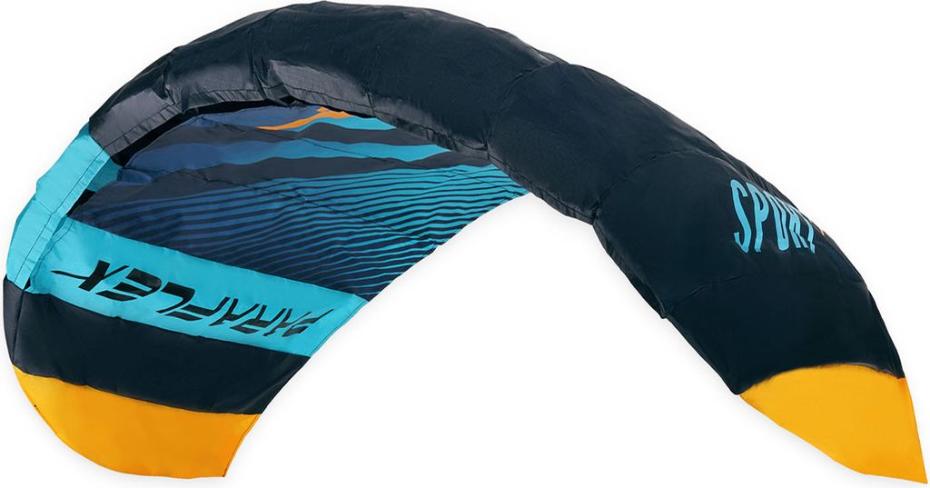 Wolkenstürmer Lenkmatte Paraflex Sport 1.7 (schwarz-türkis), Zweileiner Kite - flugfertig ink. Schnüre, Lenkbar und Safety Leash