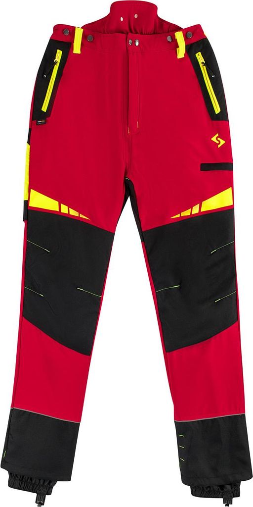Woodcreek Schnittschutz Bundhose Pro 080 rot/schwarz/gelb, EN ISO 11393-2 Schutzklasse 1, Form A Größe 50/52