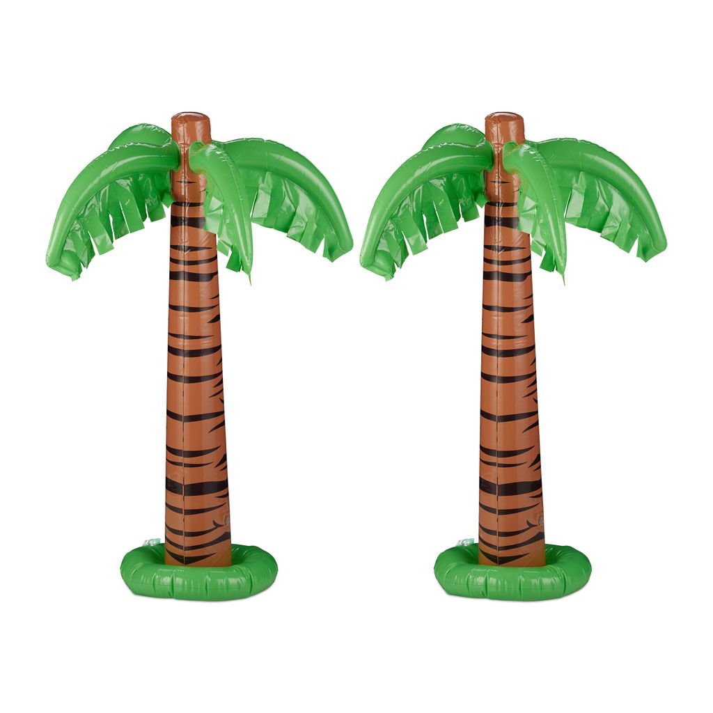Relaxdays aufblasbare Palme, 2er Set, Partydeko, Pool & Produktbild 