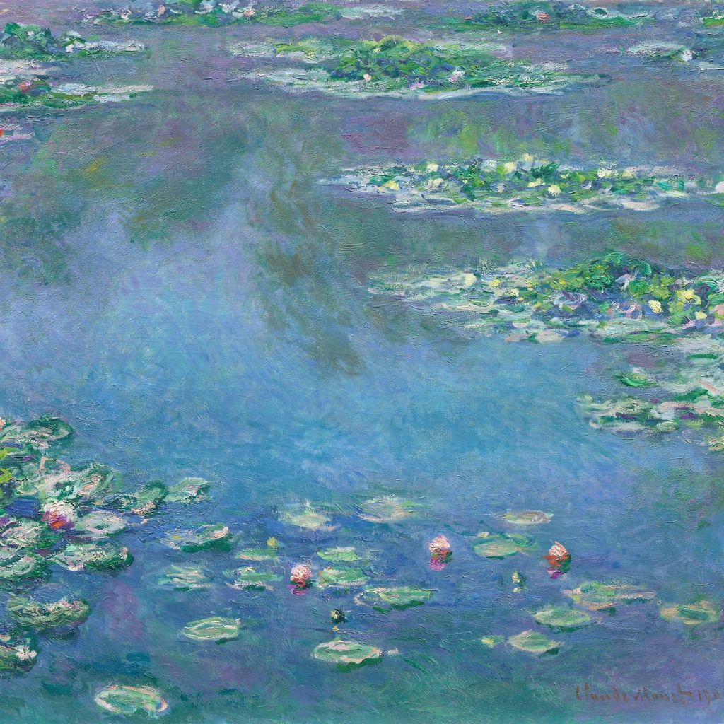 Plakat 80x80cm Seerosen, Monet Vintage für das Wohnzimmer