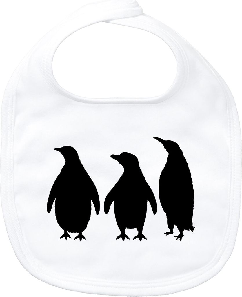 Huuraa Baby Lätzchen Pinguine Silhouette White Klettverschluss Baumwolle Latz Geschenkidee