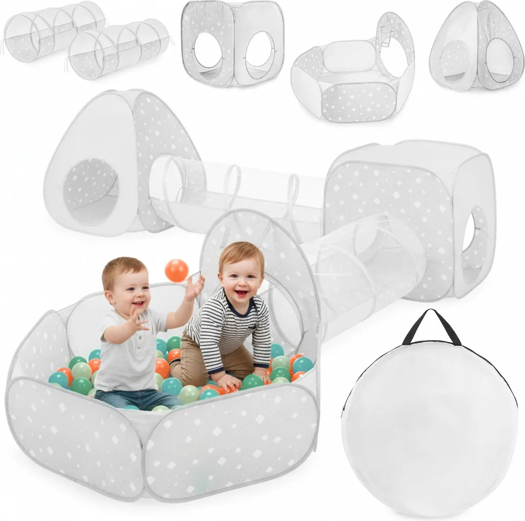 Aire de jeux enfant 5 en 1 avec parcours de tentes et tunnels pop-up