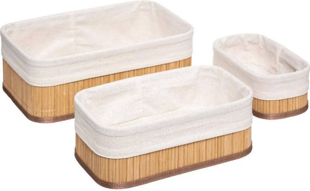 Set di tre contenitori per cosmetici in bambù Immagine del prodotto 