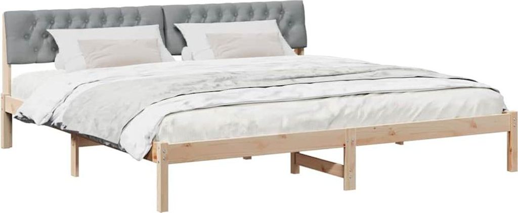 Bettgestell Braun und hellgrau 200 x 200 cm Massivholz Kiefer