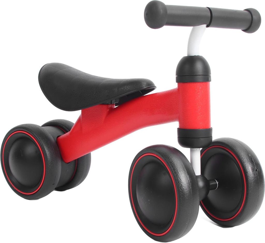 Baby Balance Walker Spielzeug für Kleinkinder von 1 bis 6 Jahren, sanftes Fahren, ohne Pedale, Kleinkinder, 4 Räder, Fahrrad, Rot